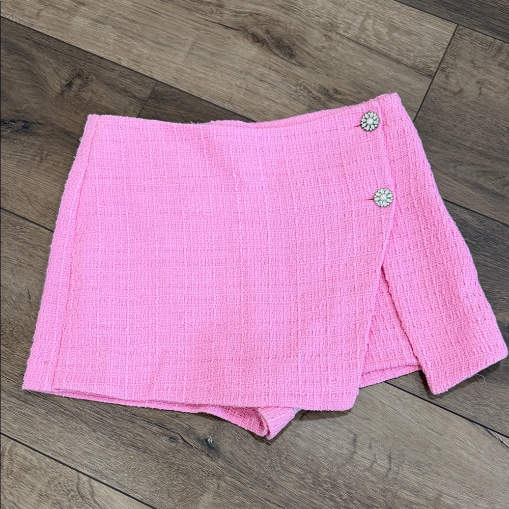Zara Pink Women's Shorts with Button Detail